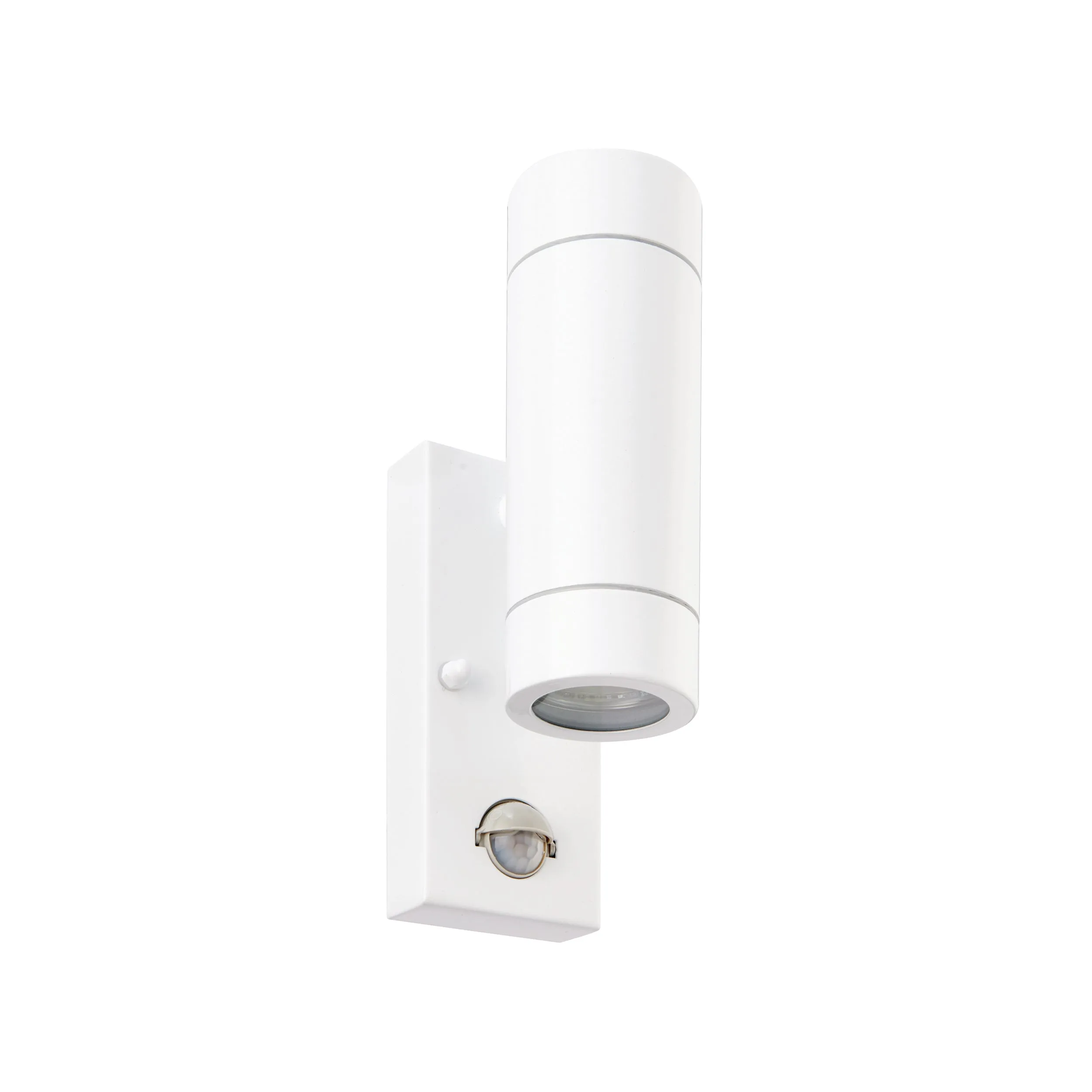 Saxby 75440 Palin PIR 2lt wall IP44 7W Gloss white paint & clear glass 2 x 7W LED GU10 (Required)