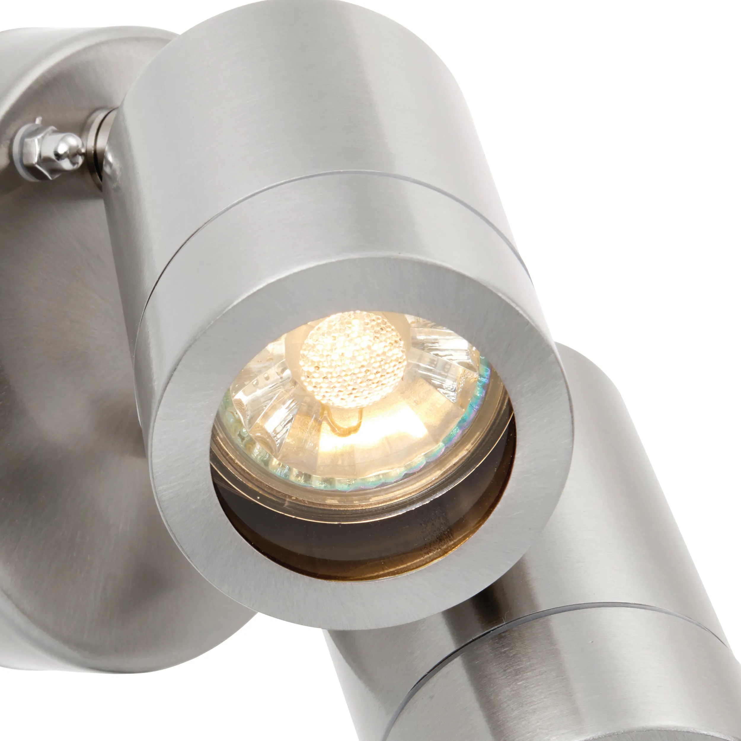 Saxby 75449 Palin 2lt spot wall IP44 7W Brushed stainless steel & clear glass 2 x 7W LED GU10 (Required)