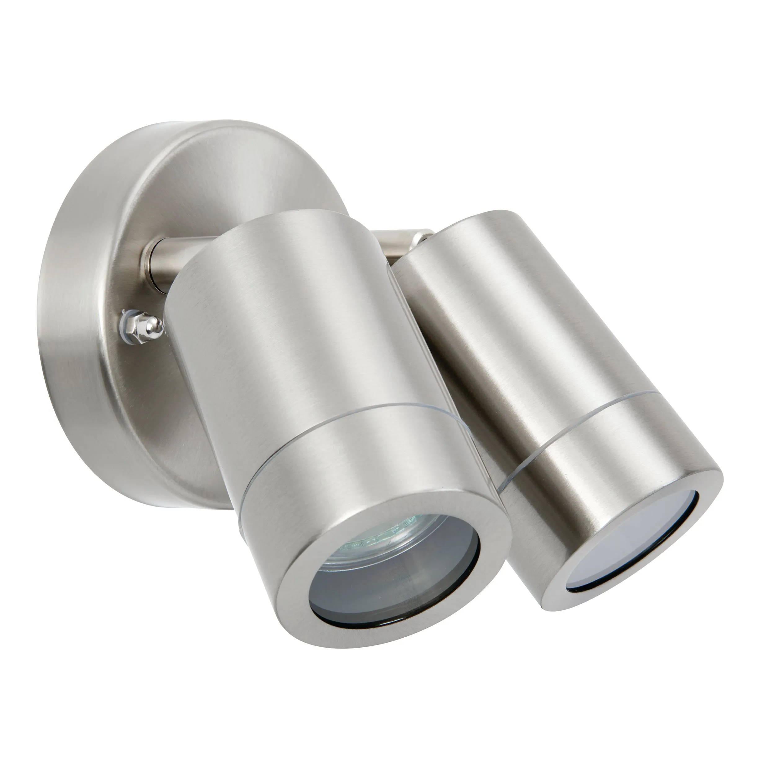 Saxby 75449 Palin 2lt spot wall IP44 7W Brushed stainless steel & clear glass 2 x 7W LED GU10 (Required)