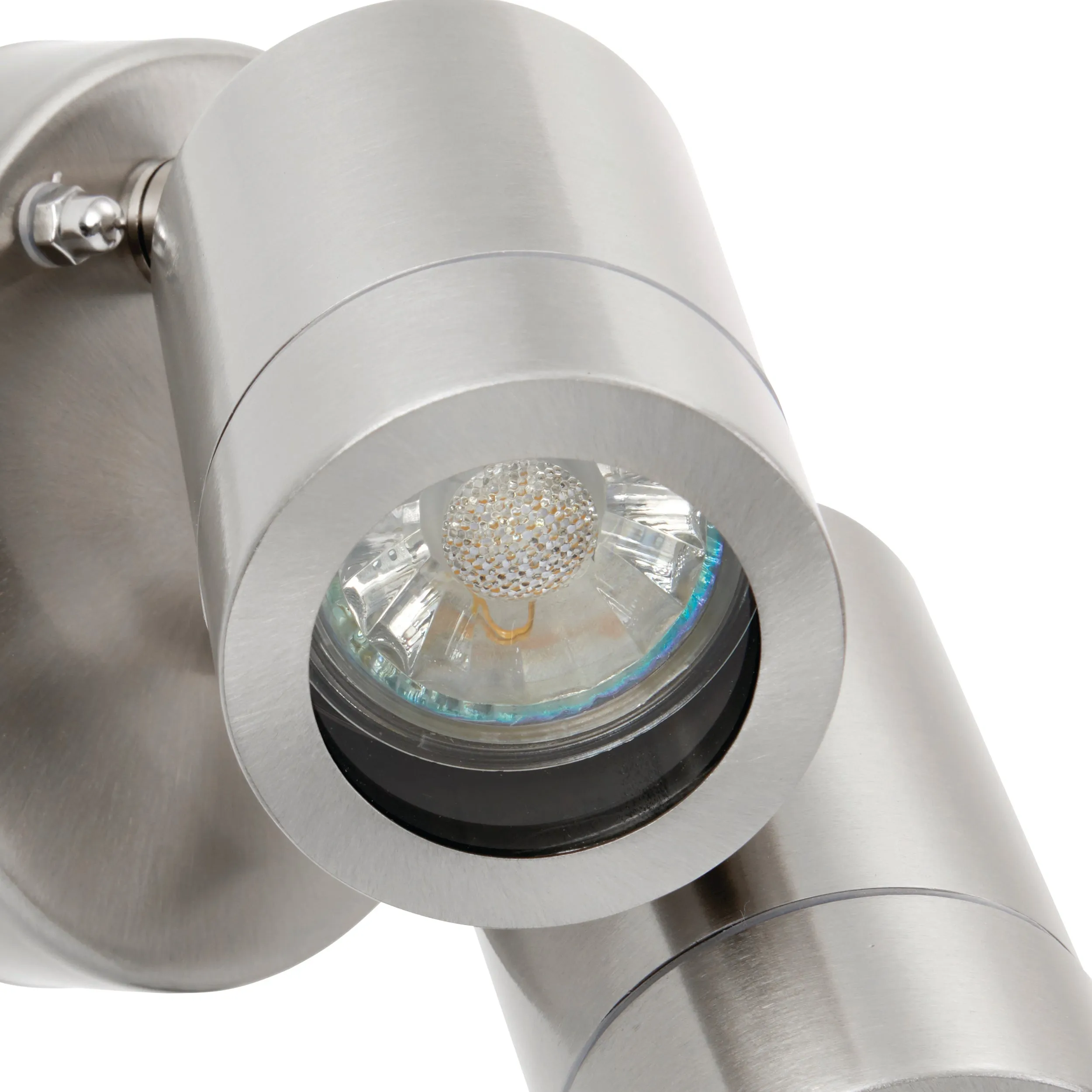 Saxby 75449 Palin 2lt spot wall IP44 7W Brushed stainless steel & clear glass 2 x 7W LED GU10 (Required)