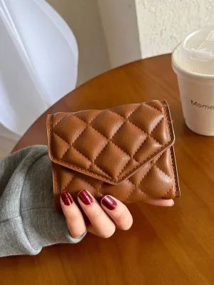 Short Diamond Pattern Stiched Wallet