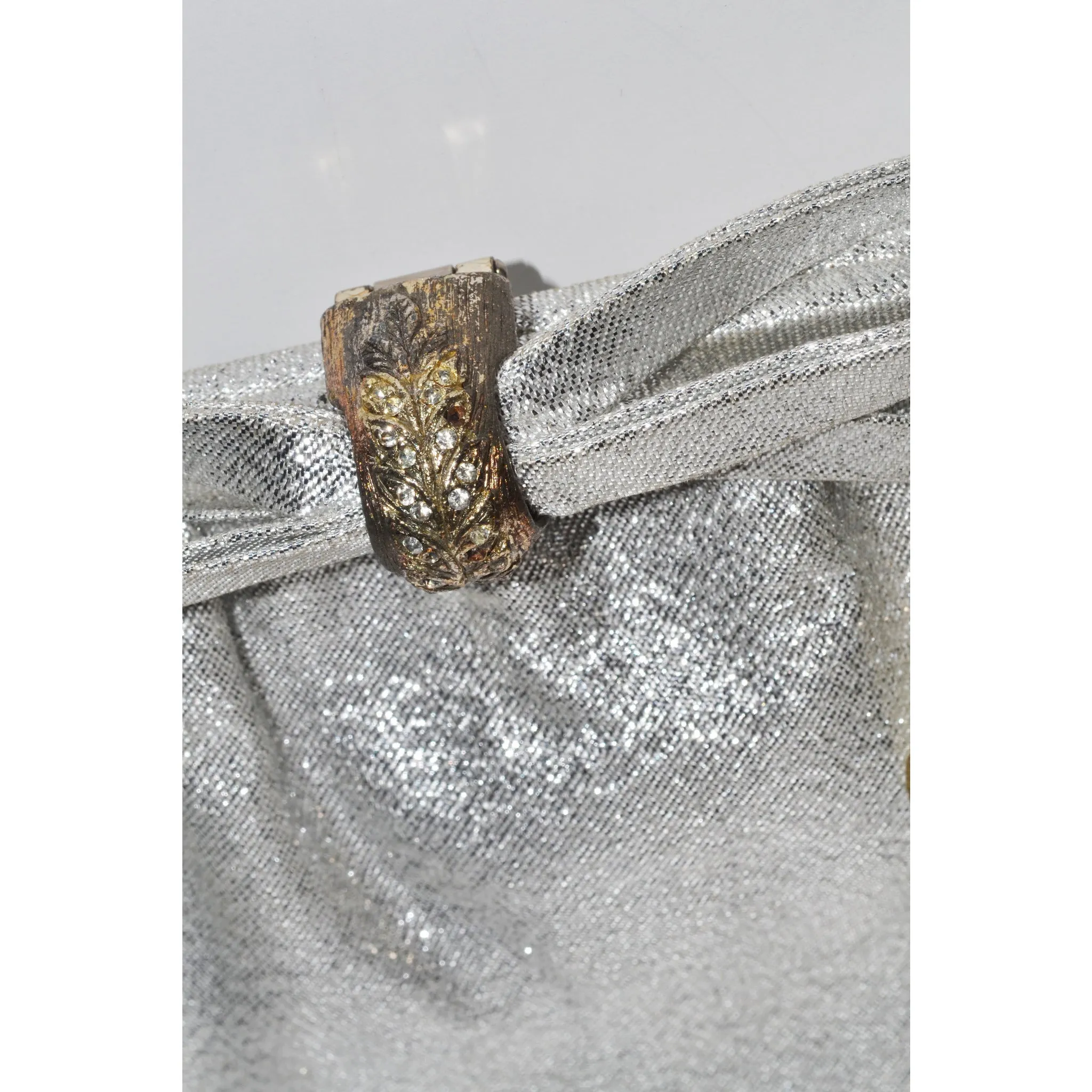 Silver Lame Rhinestone Purse By After Five