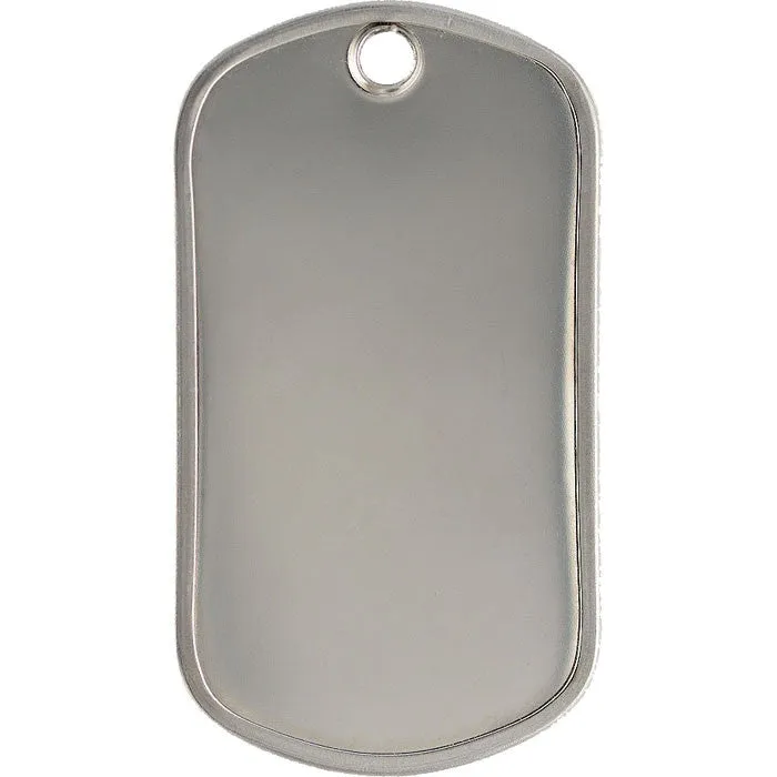 Silver - Military GI Style Stainless Steel Dog Tag with Matte Finish