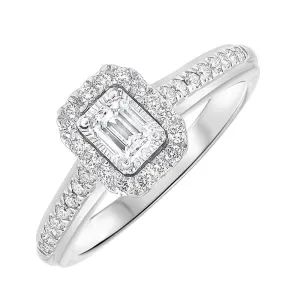 Silver (SLV 995) Cubic Zirconia Basics Halo Ring - 5/8 ctw