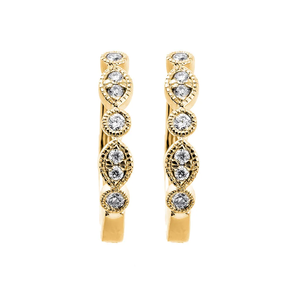 Silver (SLV 995) Cubic Zirconia Hoop Earring -  1/7 ctw