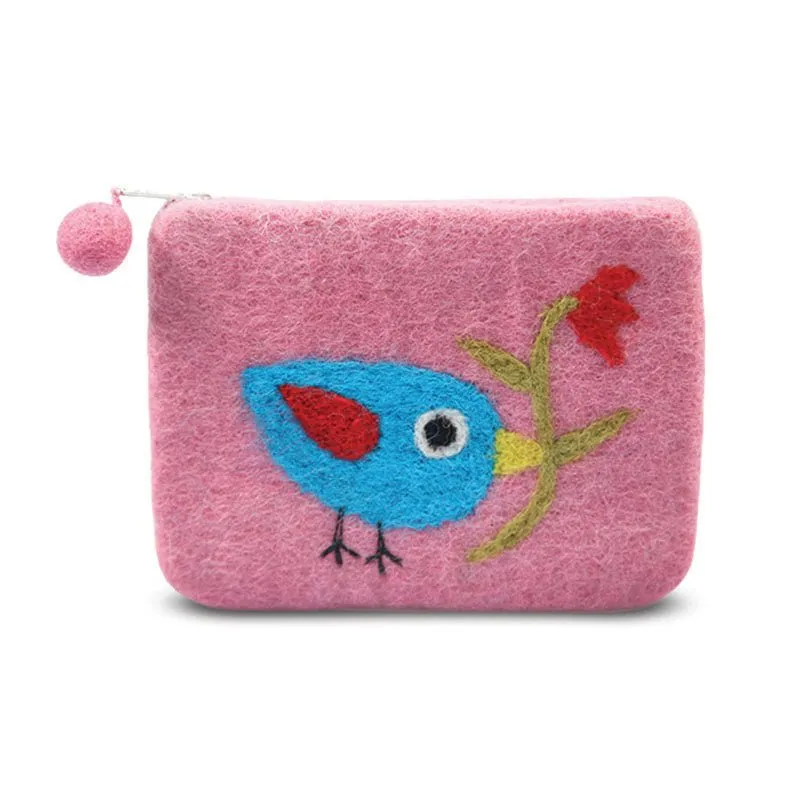 Single Bird with Flower Coin Purse