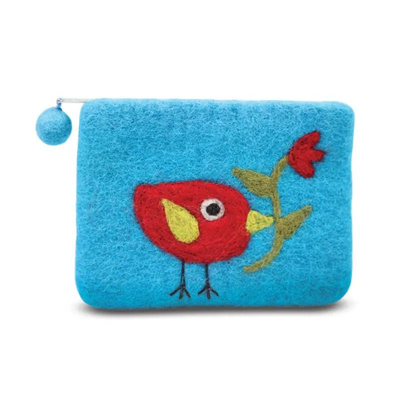 Single Bird with Flower Coin Purse