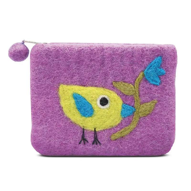 Single Bird with Flower Coin Purse