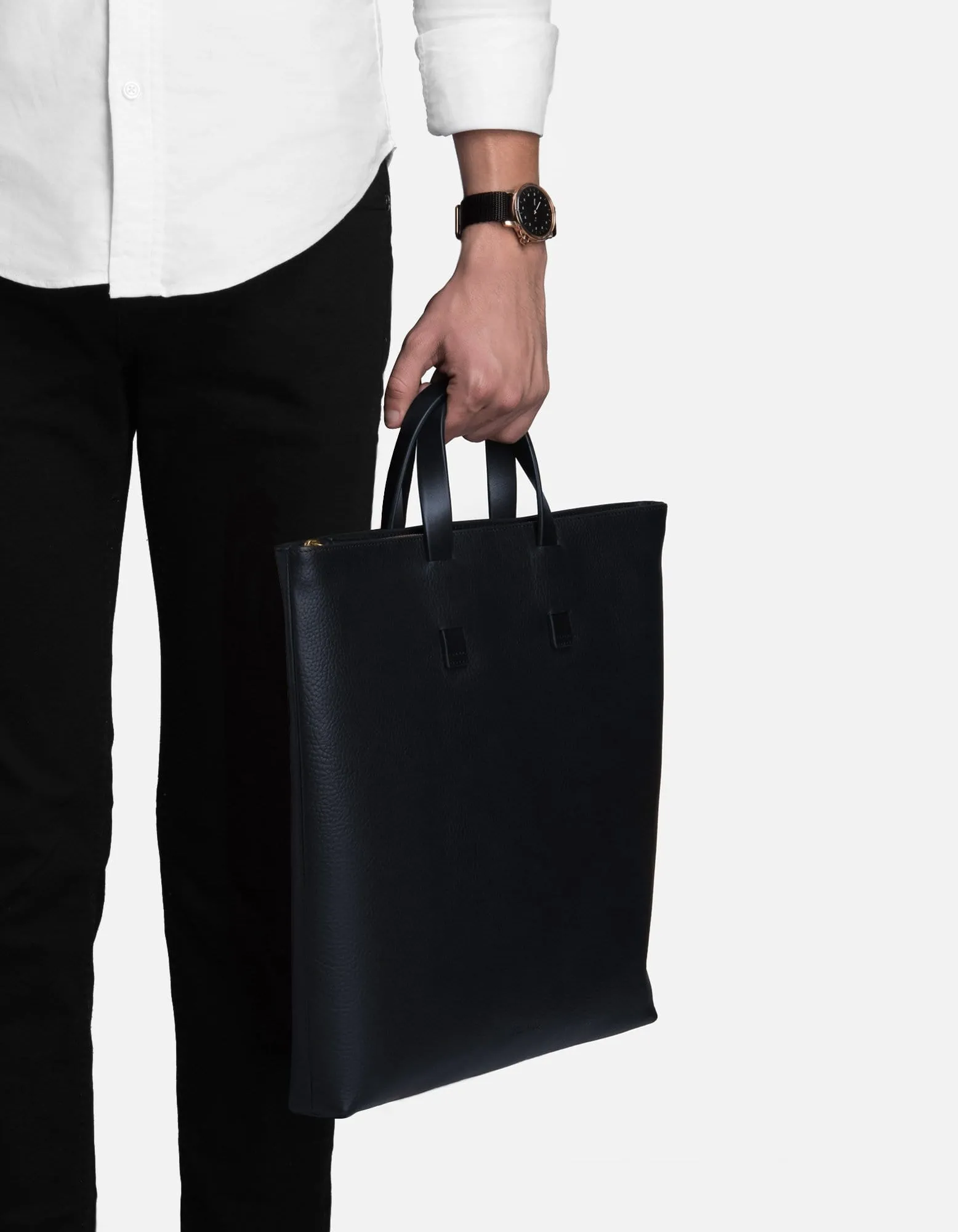 Slim Tote, Textured Navy Blue