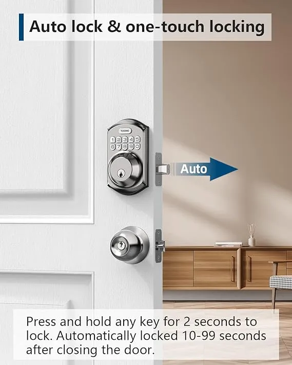 Smart Deadbolt Lock for Front Door with 2 Keys - Auto Lock - Easy Installation