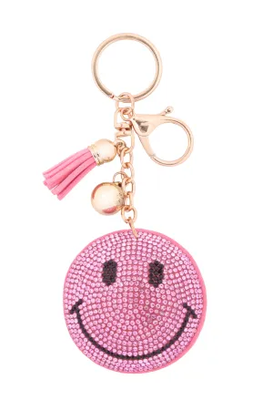 SMILEY TASSEL RHINESTONE KEYCHAIN