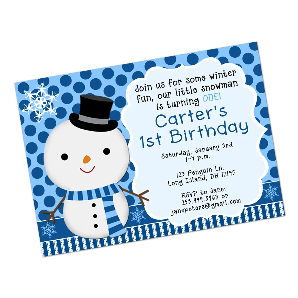 Snowman Digital Birthday Invitation