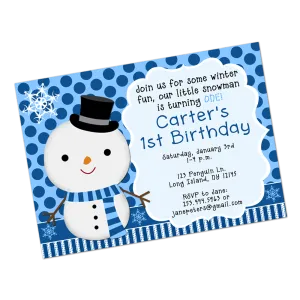 Snowman Digital Birthday Invitation