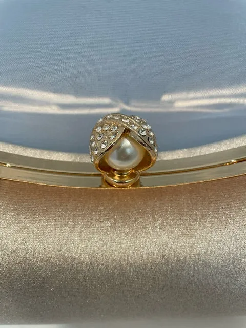 Sparkle Gold Clutch with Pearl Accent