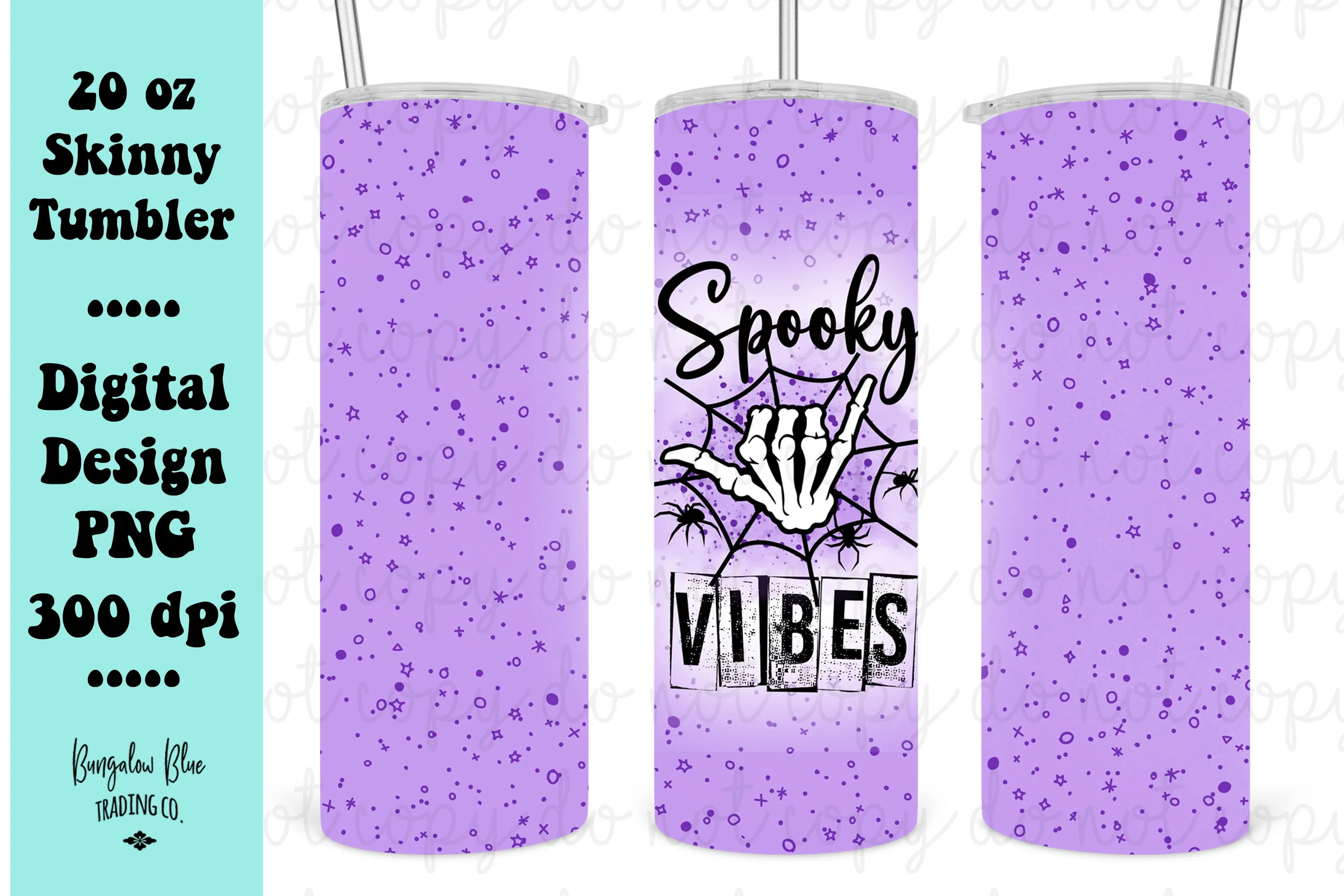 Spooky Vibes Halloween 20 oz Skinny Tumbler Wrap Digital Download