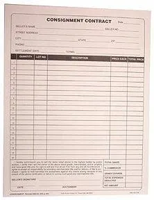 Standard Consignment Form (50/Pad)