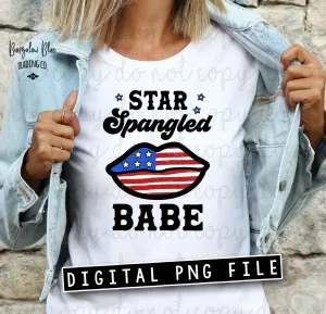 Star Spangled Babe 4th of July Patriotic Lips Digital Download