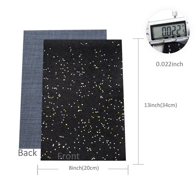 Starry Night Collection Fine Glitter ~ Green ~ Silver & Gold Star Encrusted Christmas Craft Sheets