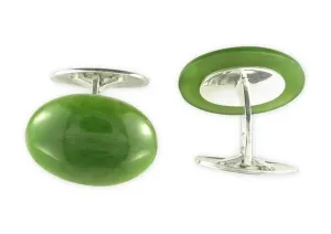 Sterling Silver & Greenstone Cuff links