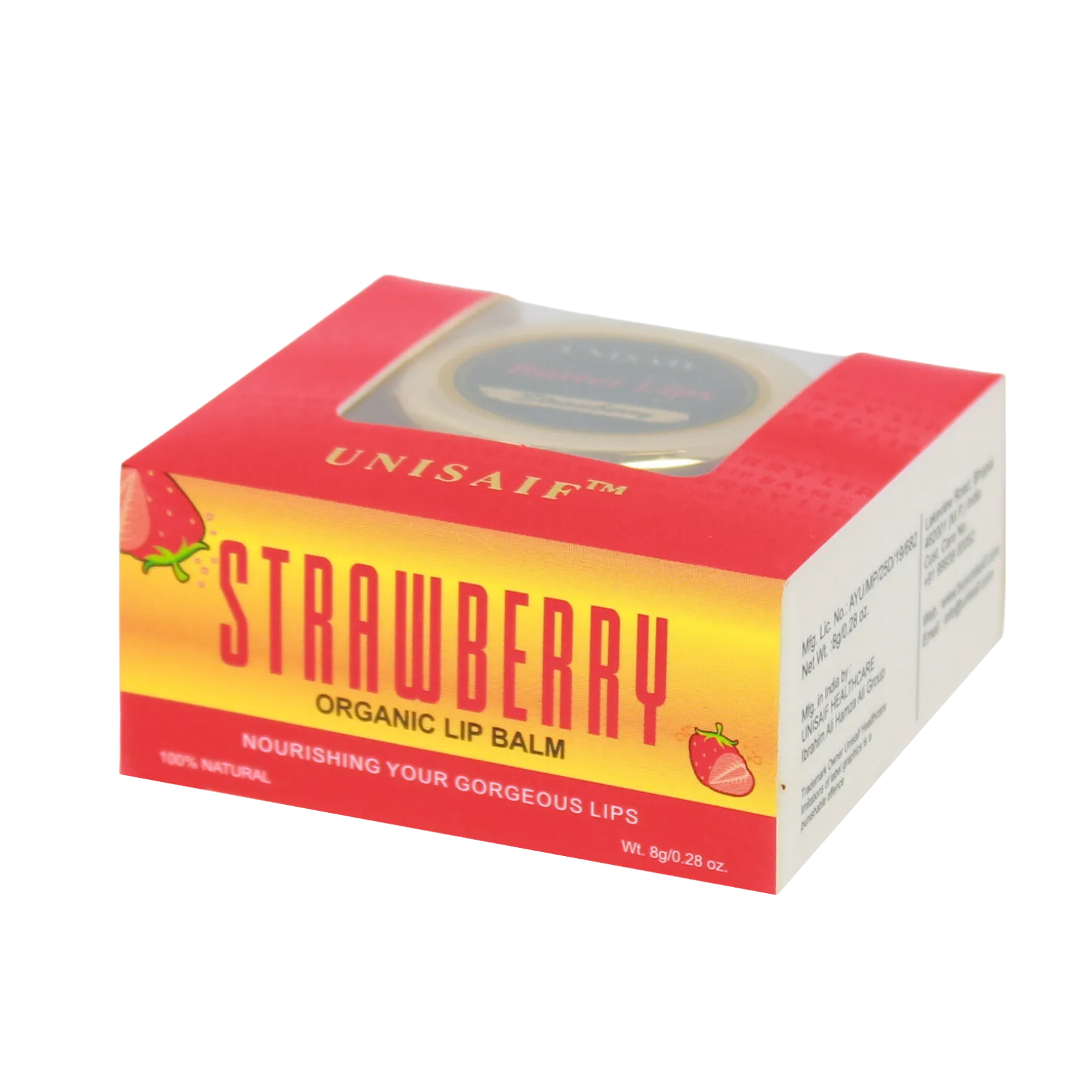 Strawberry Organic Butter Lip Balm (8g) Gorgeous Lips | 100% Natural | Mineral Oil Free