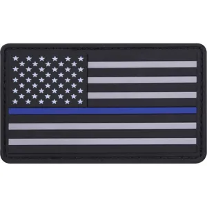Subdued PVC Thin Blue Line Support The Police US Flag Patch 1-7/8" x 3-3/8"