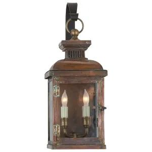 Suffork Small Scroll Arm Lantern in Natural Copper