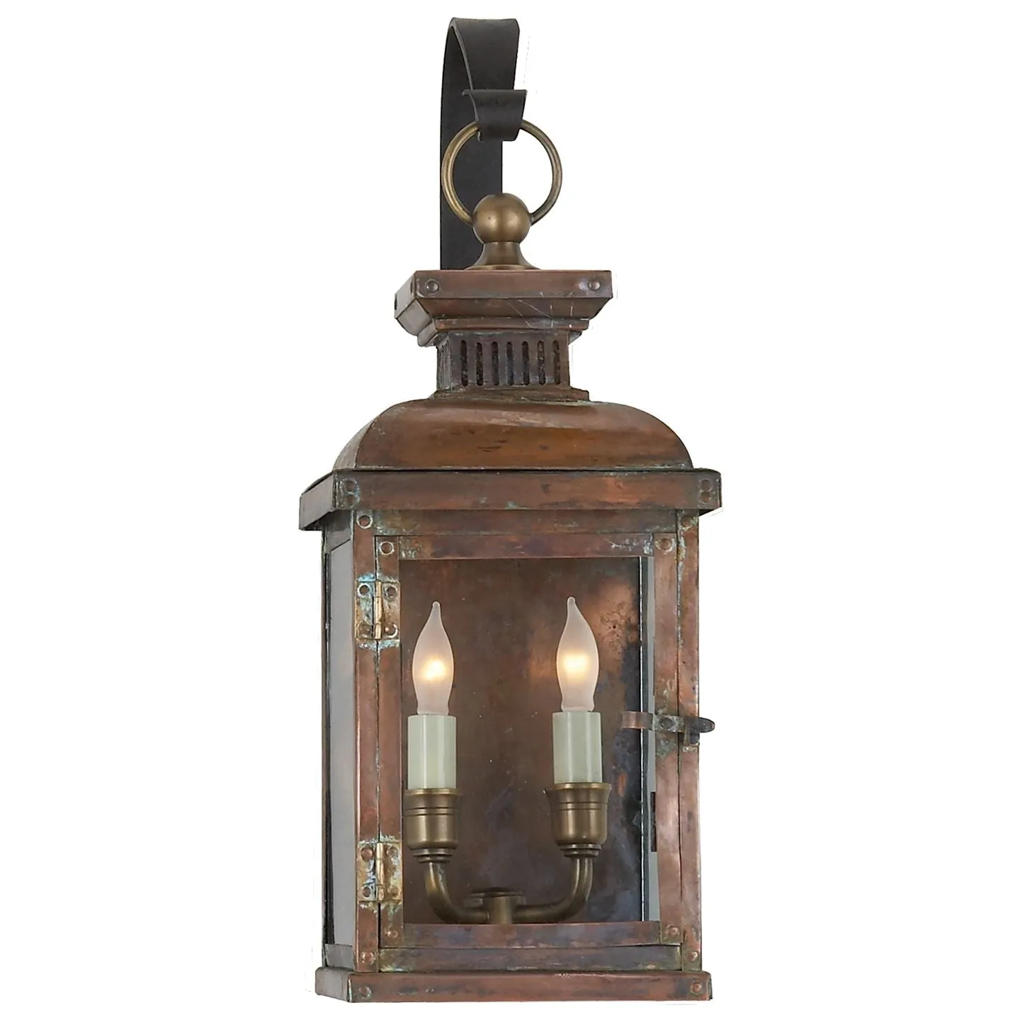 Suffork Small Scroll Arm Lantern in Natural Copper