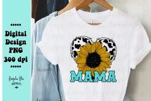 Sunflower Cow Heart Mama- Digital Download