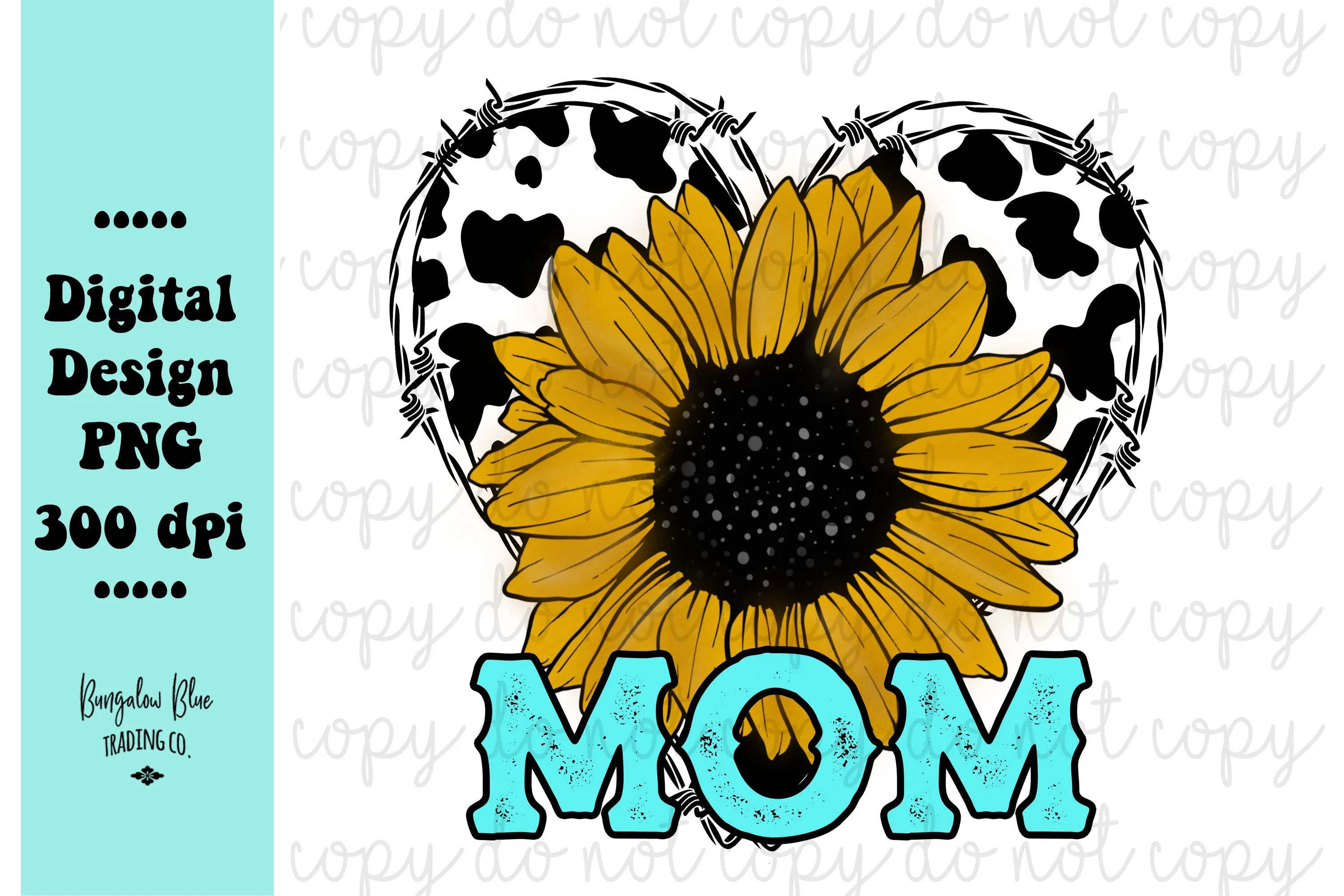 Sunflower Cow Heart Mom- Digital Download