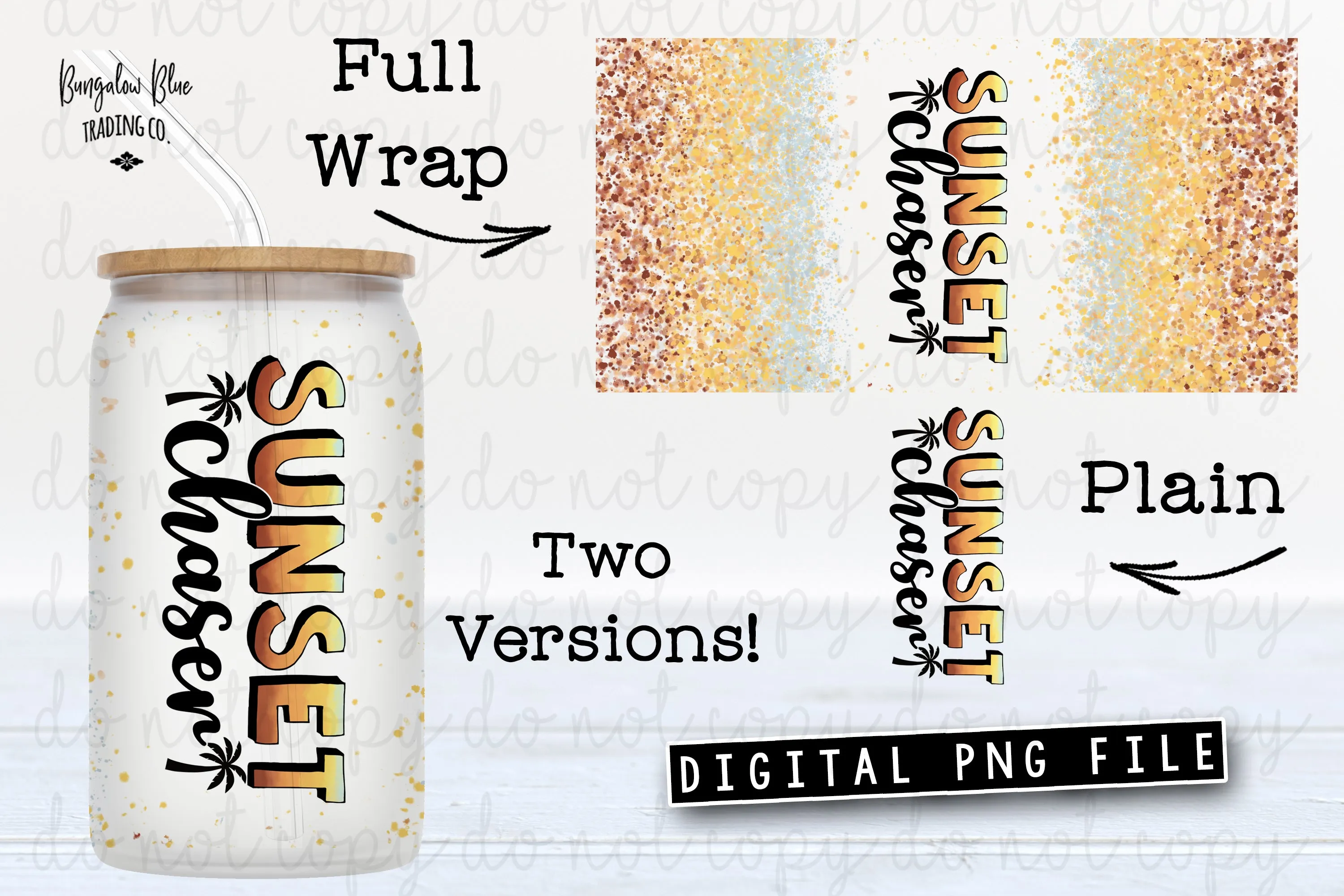 Sunset Chaser Glass Can Tumbler Wrap Digital Download