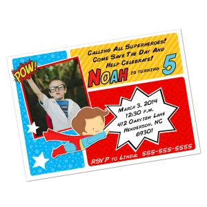 Superhero Digital Birthday Invitation