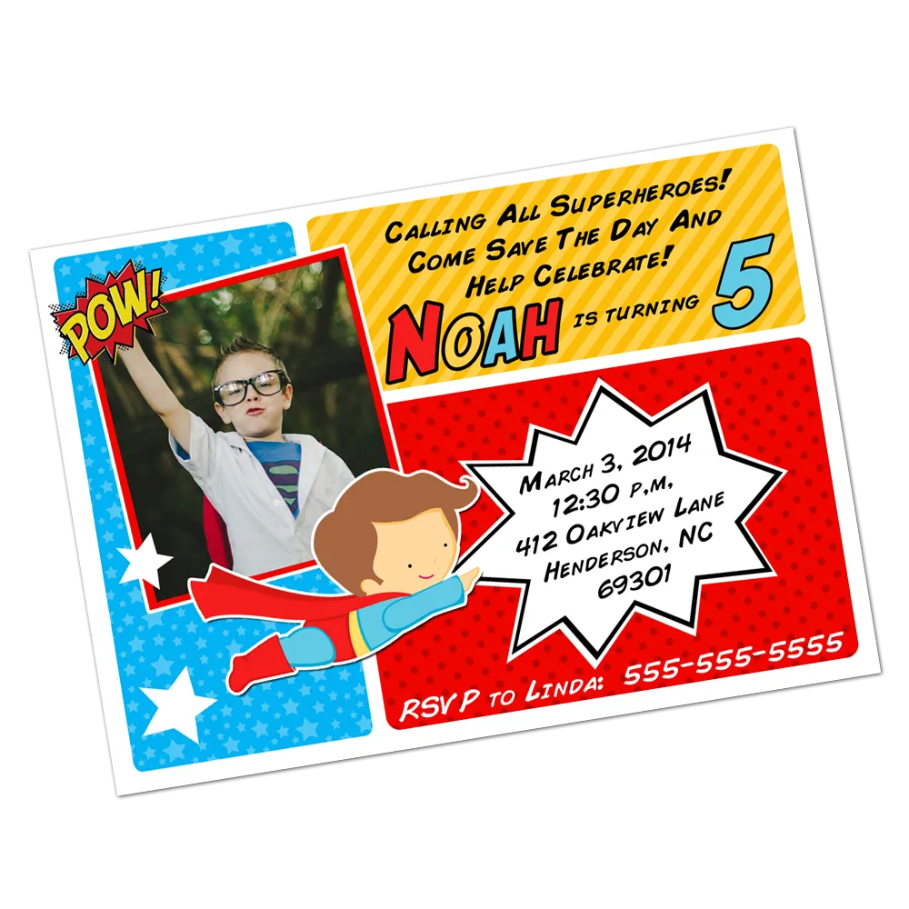 Superhero Digital Birthday Invitation