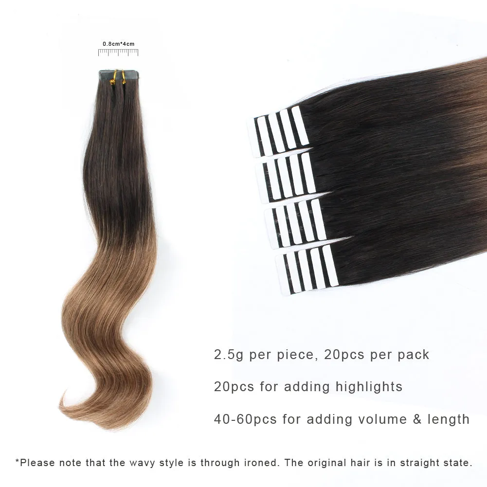 Tape In Hair Extension Ombre T#2/#6-Only For Order Over $269