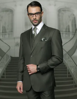 TAZZA OLIVE BIG & TALL REGULAR FIT 3 PC SUIT