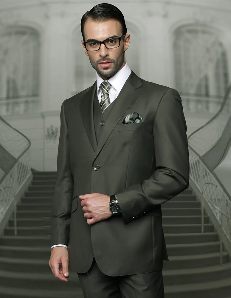 TAZZA OLIVE BIG & TALL REGULAR FIT 3 PC SUIT