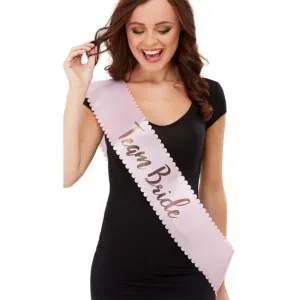Team Bride Sash, Pink & Gold