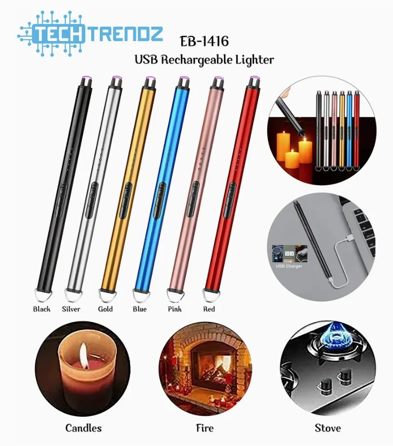 Tech Trendz Flameless Windproof USB Rechargeable Lighter 1416
