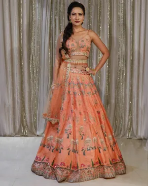 The Coral Peacock Lehenga