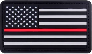 Thin Red Line Support The Firefighters US Flag PVC Patch 1-7/8" x 3-3/8"
