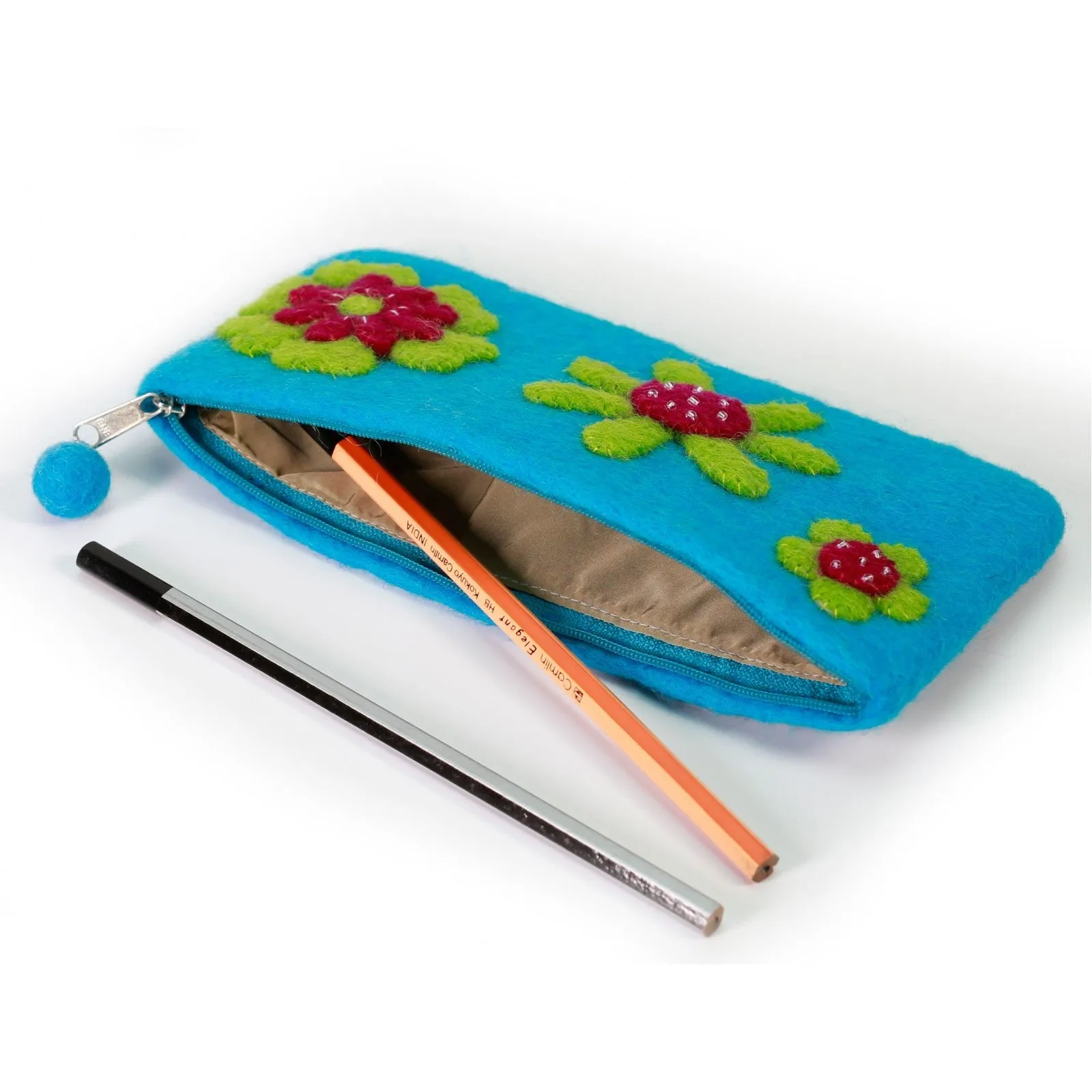Three Flowers Attached Pencil Case