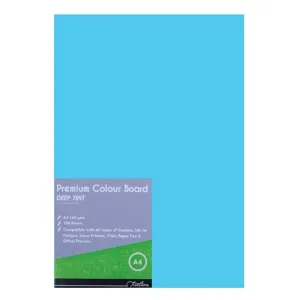 Treeline  A4 Deep Tint 160gsm Project Board - 100 Sheets Turquoise