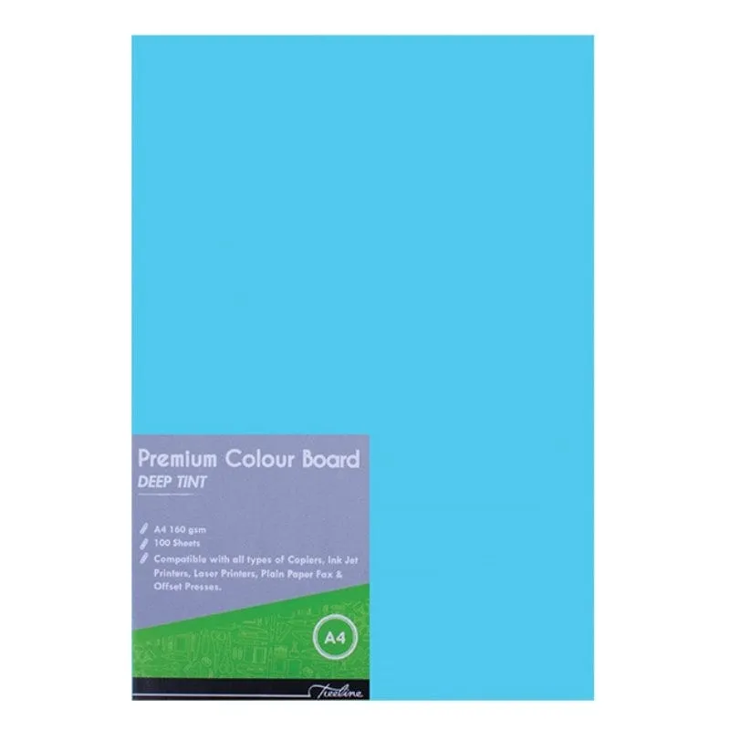 Treeline  A4 Deep Tint 160gsm Project Board - 100 Sheets Turquoise