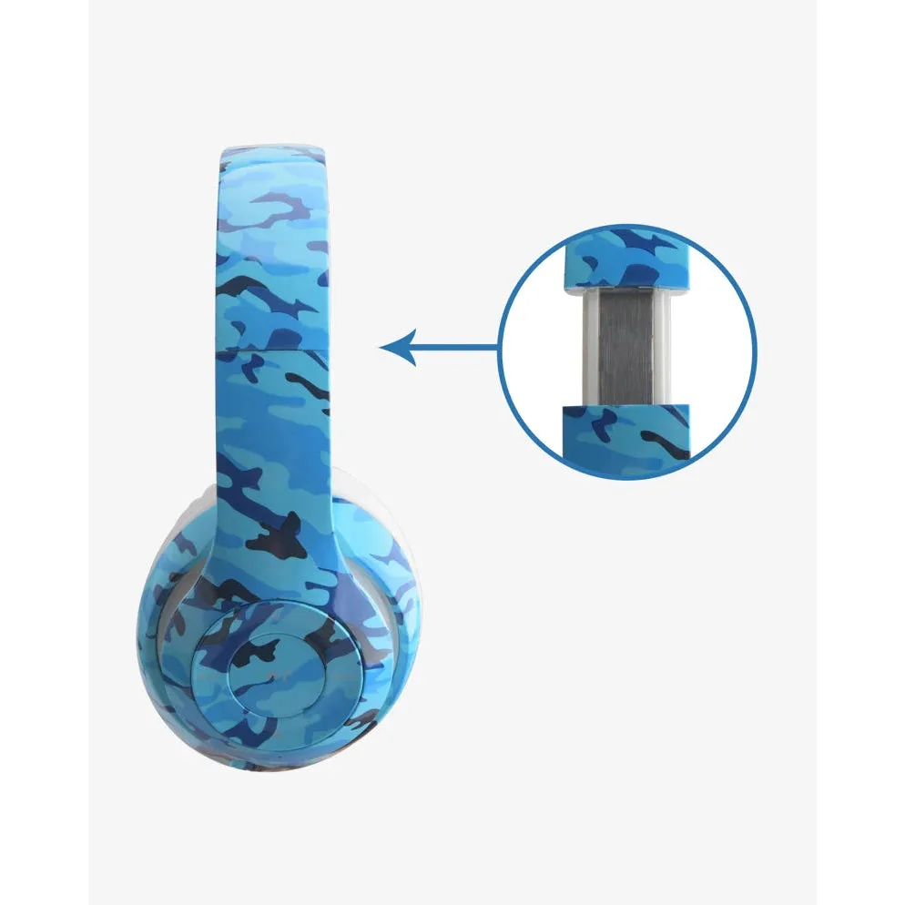 Trend Tech Brands Bluetooth Stereo Headphones - Blue Camo Bling