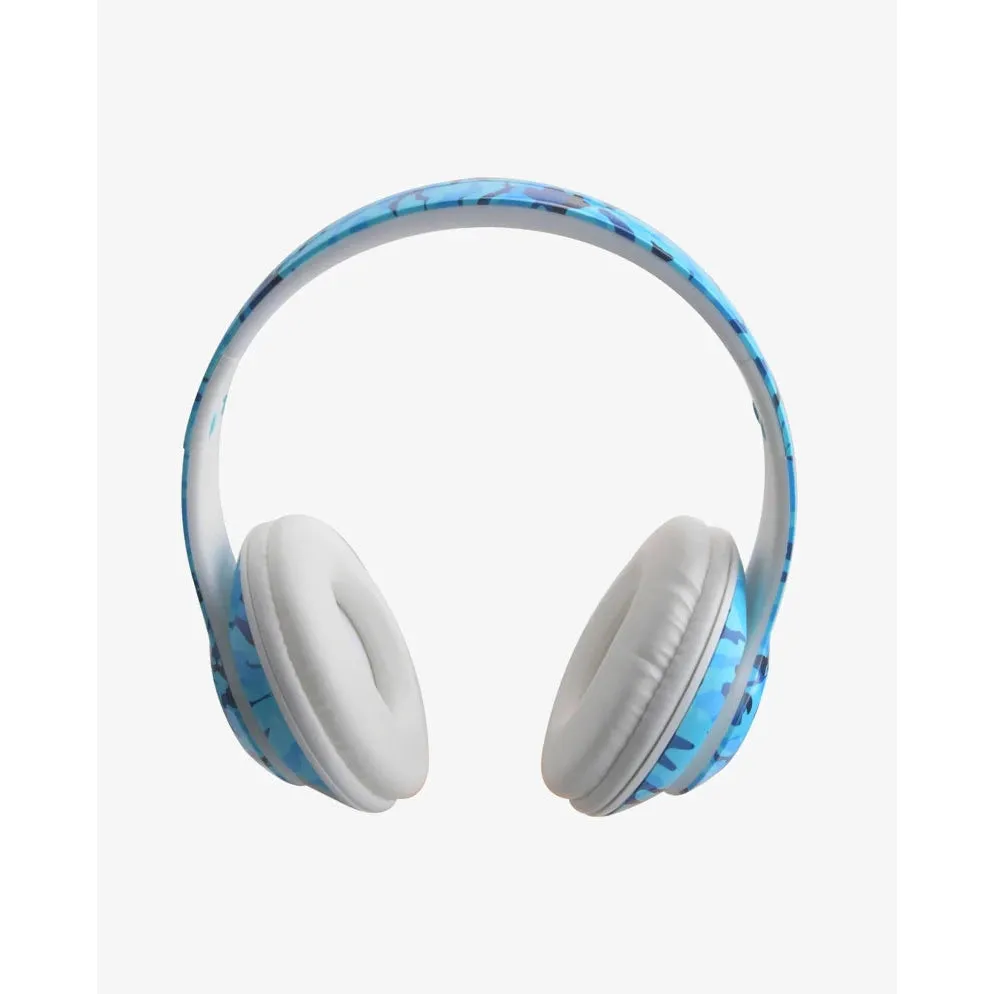 Trend Tech Brands Bluetooth Stereo Headphones - Blue Camo Bling