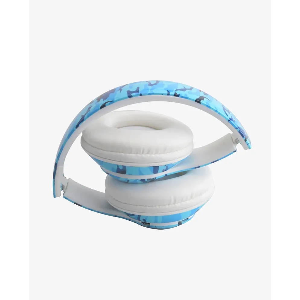 Trend Tech Brands Bluetooth Stereo Headphones - Blue Camo Bling