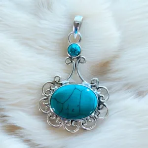 Turquoise Solid 925 Sterling Silver Pendant