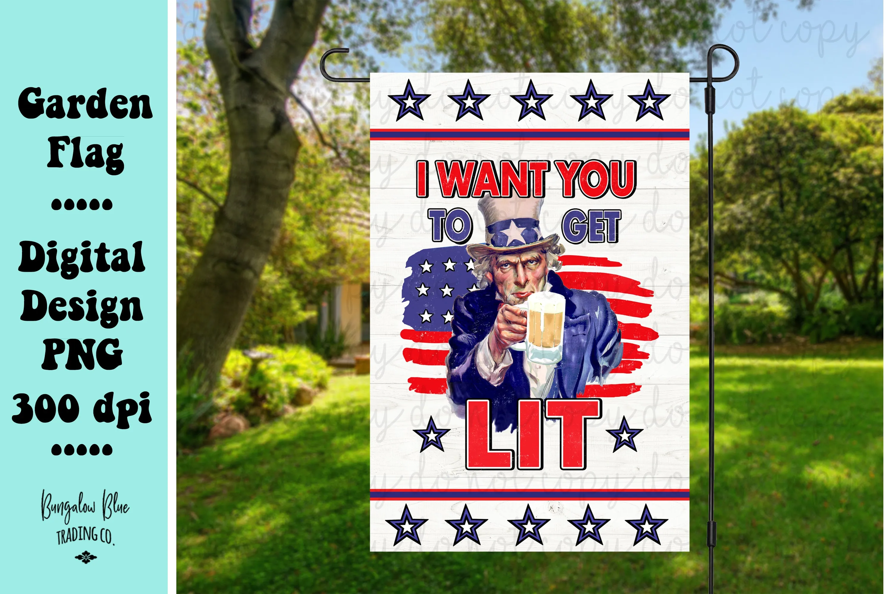 Uncle Sam Garden Flag I Want You To Get Lit Party Banner
