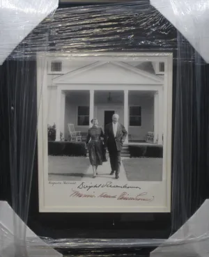 United States 34th President Dwight Eisenhower & First Lady Mamie Eisenhower Dual Hand Signed Autographed 8x10 Photo Framed & Matted with JSA Full Letter COA