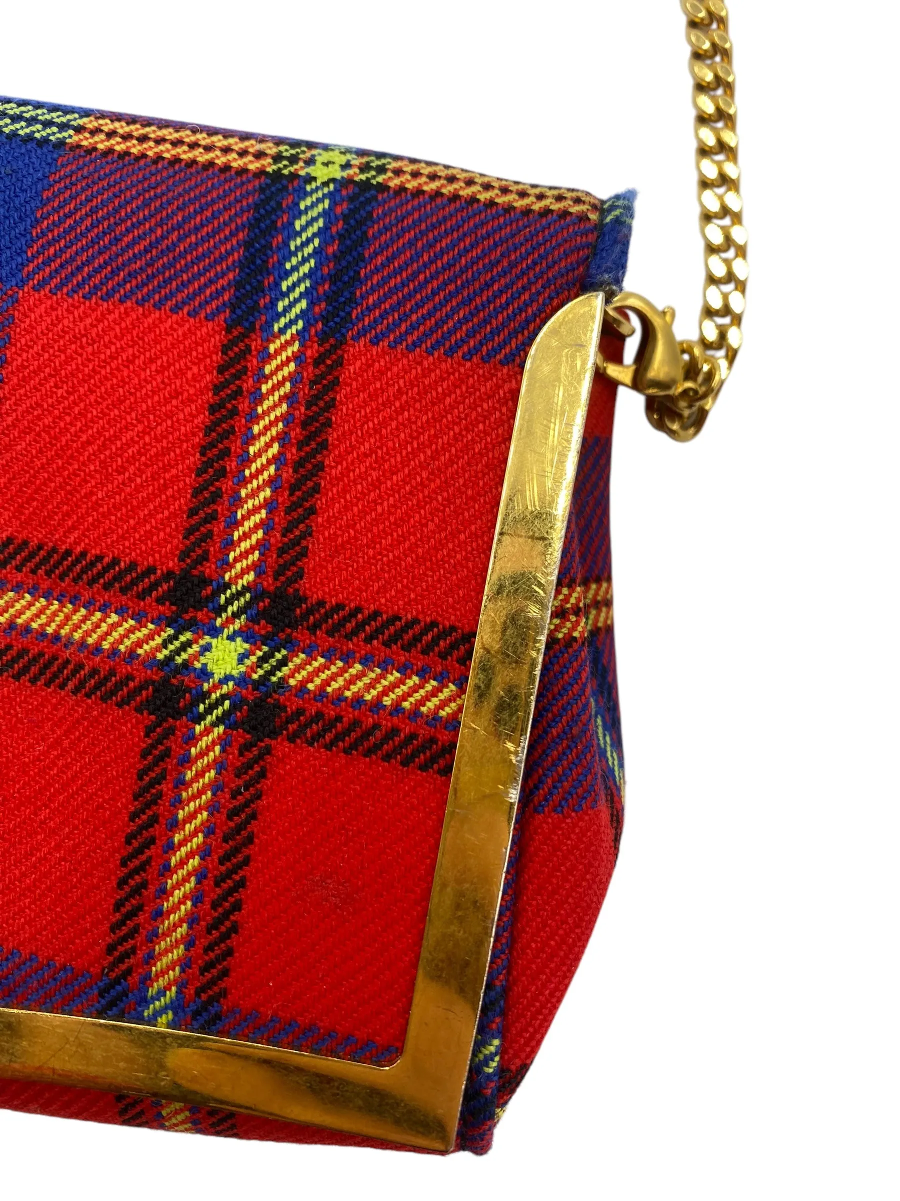 Versace Tartan Plaid Medusa Clutch on Chain