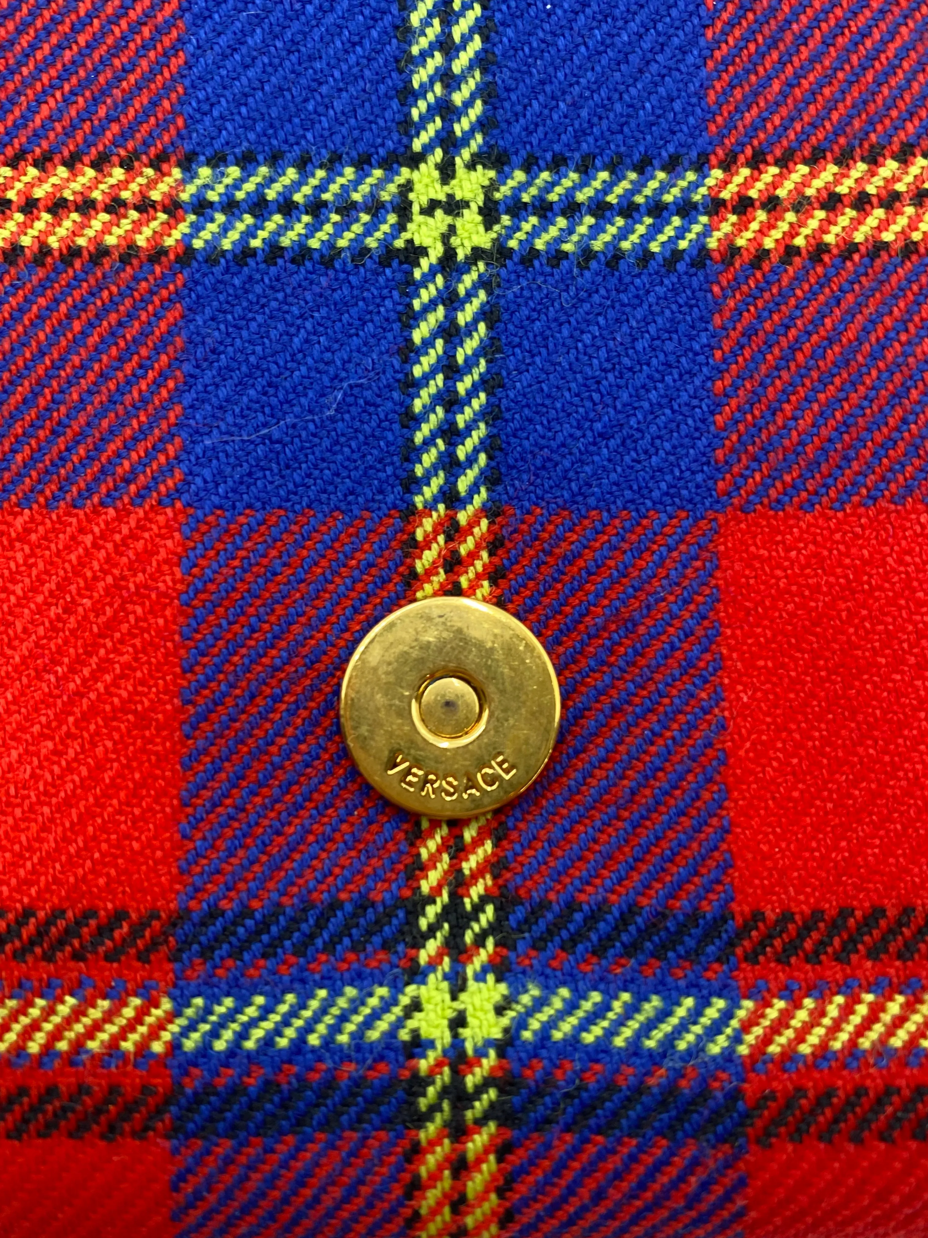 Versace Tartan Plaid Medusa Clutch on Chain
